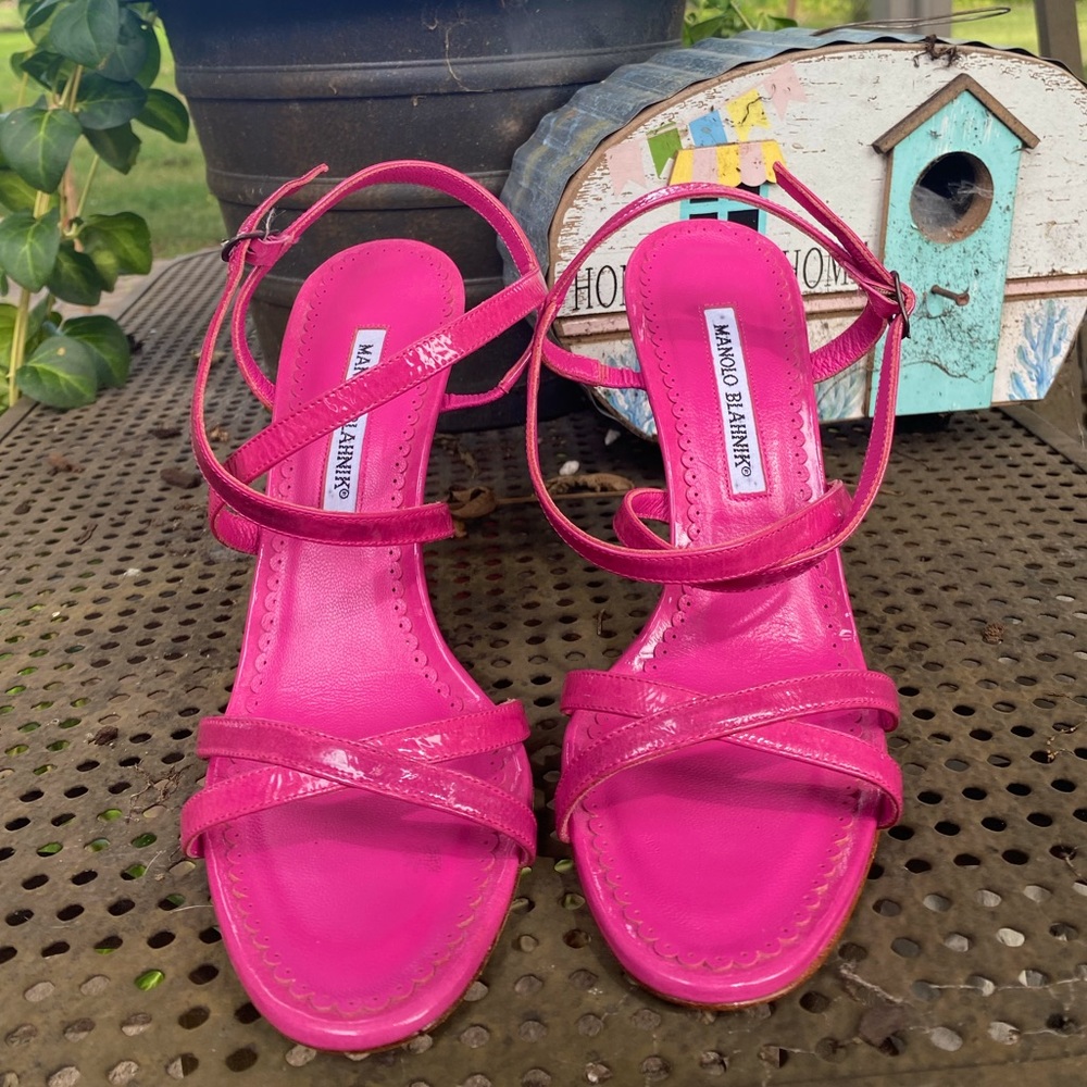Manolo Blahnik Pink Slingback Sandal Heels